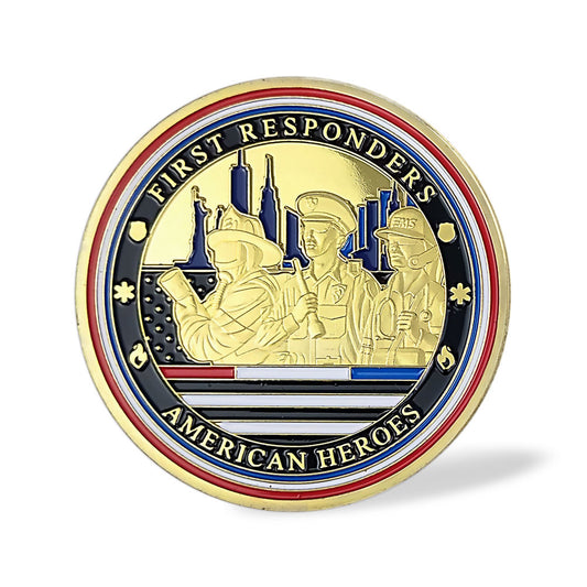 Red White Blue Line Hero Challenge Coin