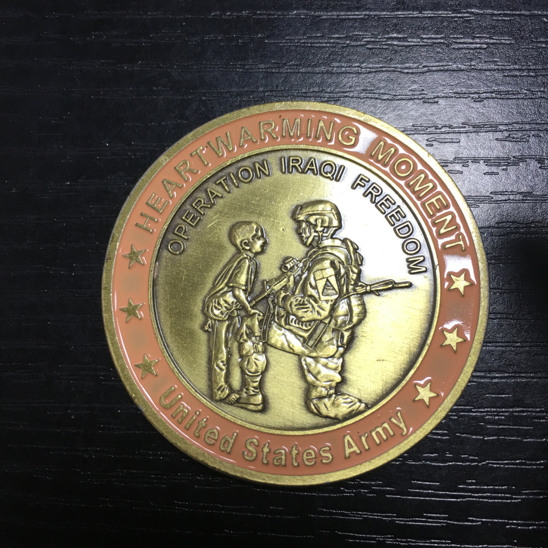 Challenge coin of Saint George pray for us, Operation Iraqi Freedom, Heartwarming Moment