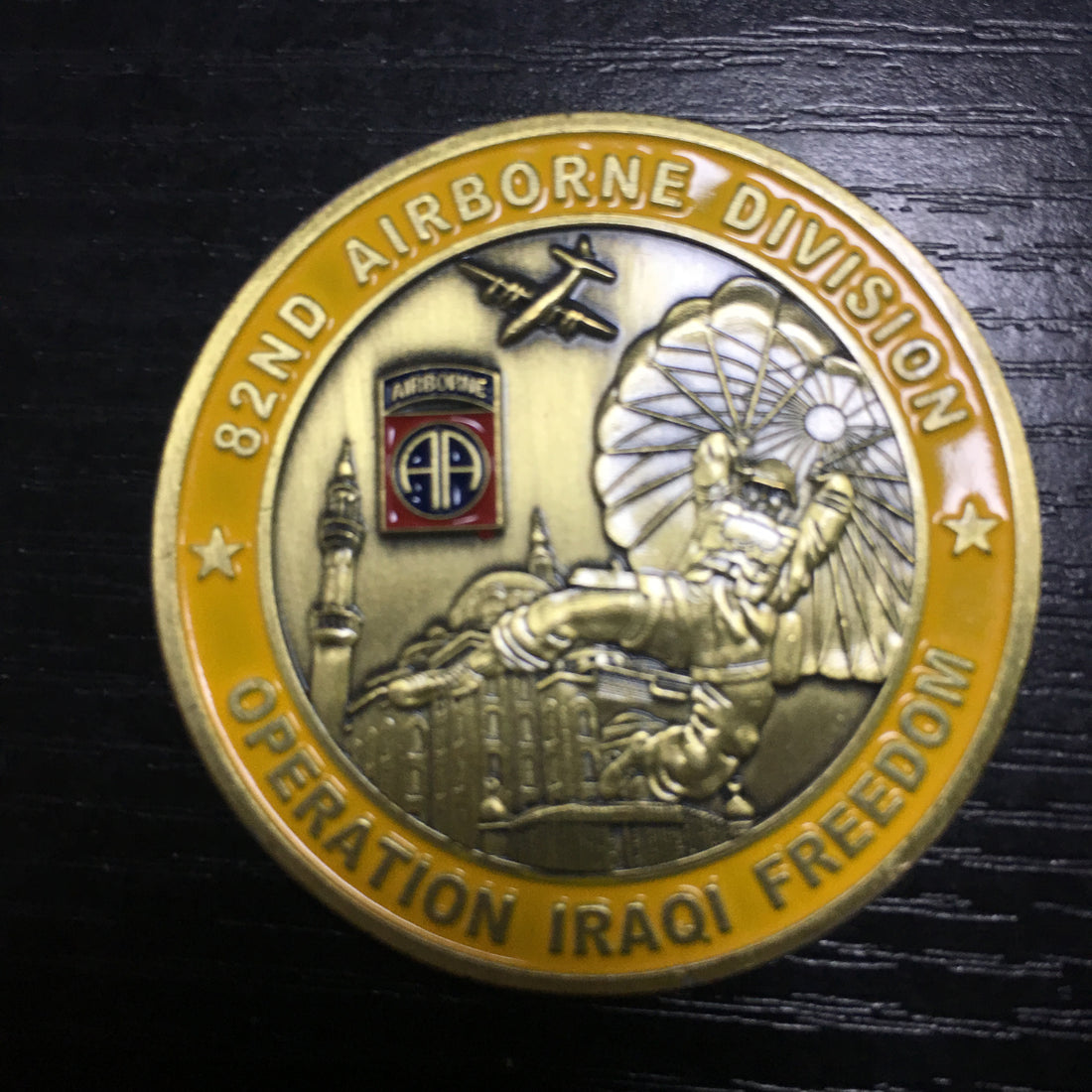 Challenge coin of Saint George pray for us, Operation Iraqi Freedom, 82ND Airborne Division