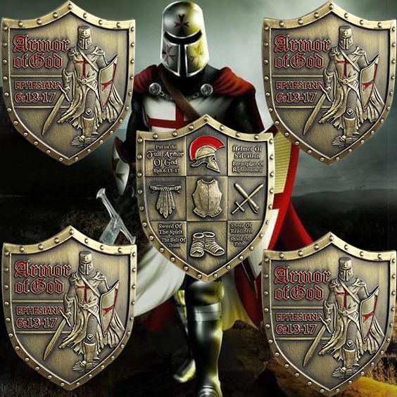 5 Pcs Armor of God Military Challenge Coin Gift Set
