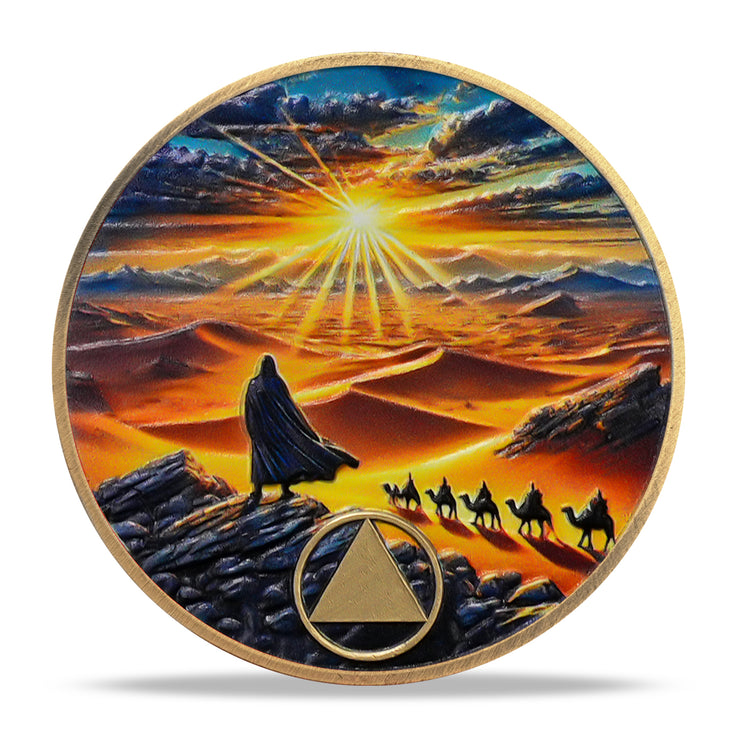 Personalized The Desert Dawn of Unbreakable Will Sobriety Coin