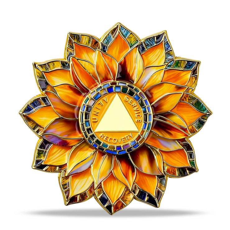 Personalized Sunflower Sobriety Coin