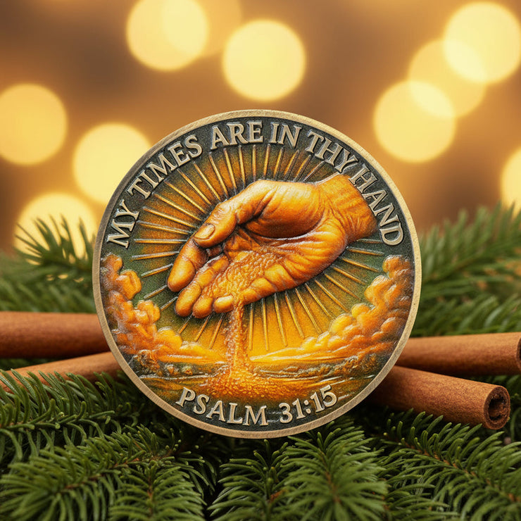 Time in God's Hands with Psalm 31:15 Tokenara Christian Challenge Coin