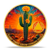 Cactus Flower Sobriety Coin