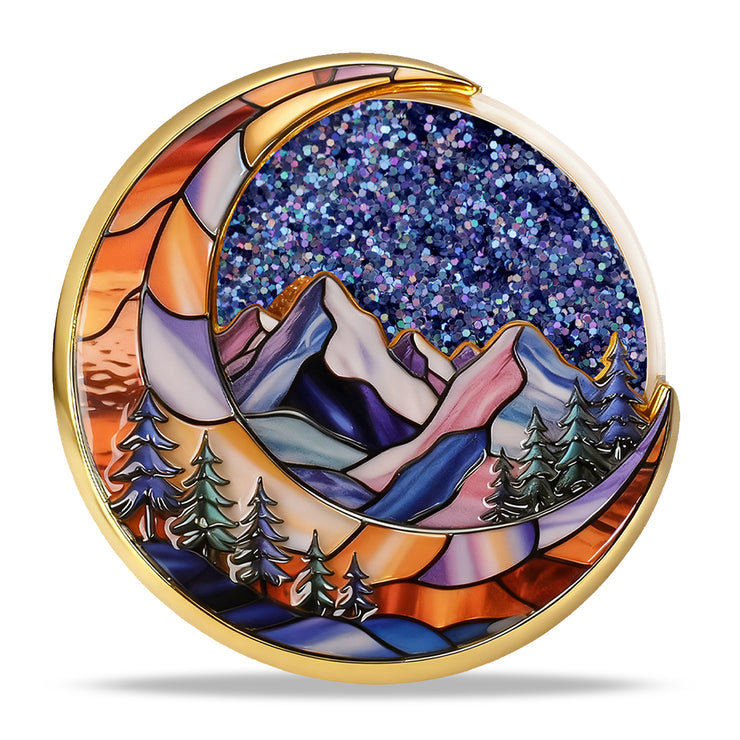 ✨✨Personalized Glittering Mesmerizing Mountain & Moon Flow Sand Sobriety Coin