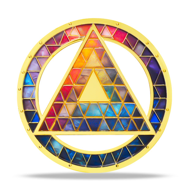 Personalized Hollowed-Out Iridescent Glass Rainbow Sobriety Coin