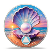 Personalize Purple Shell Pearl Sobriety Coins