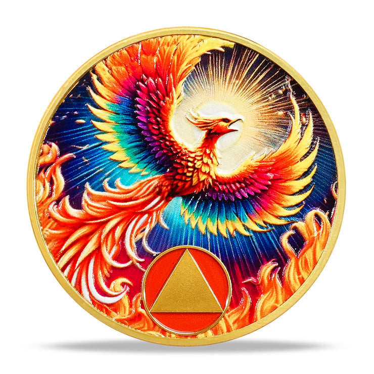 Personalized Rebirth in Fire Phoenix of Light Sobriety Coin
