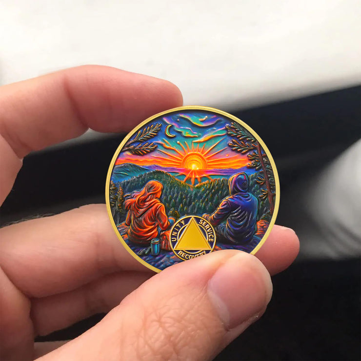 Personalized Step by Step Forest Sobriety Coin