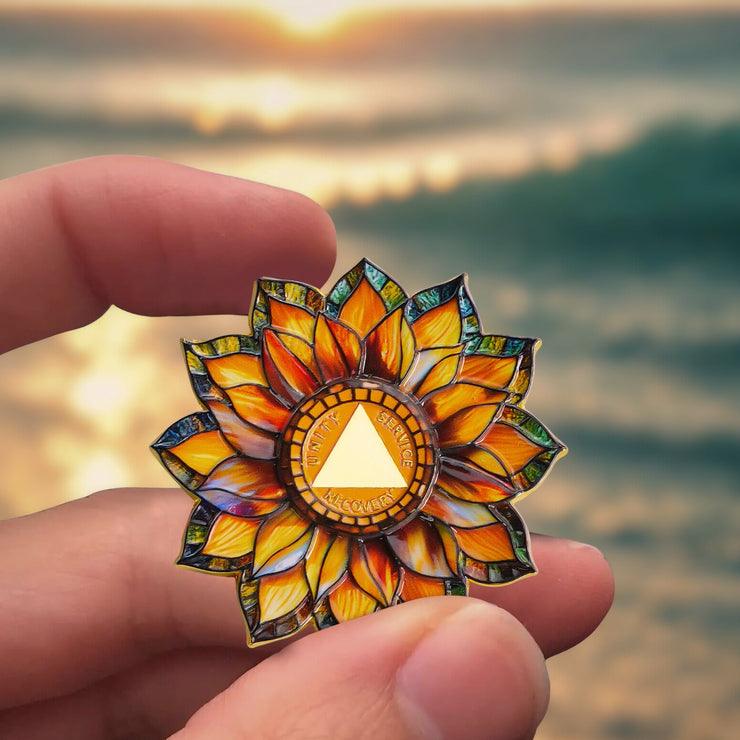 Personalized Sunflower Sobriety Coin