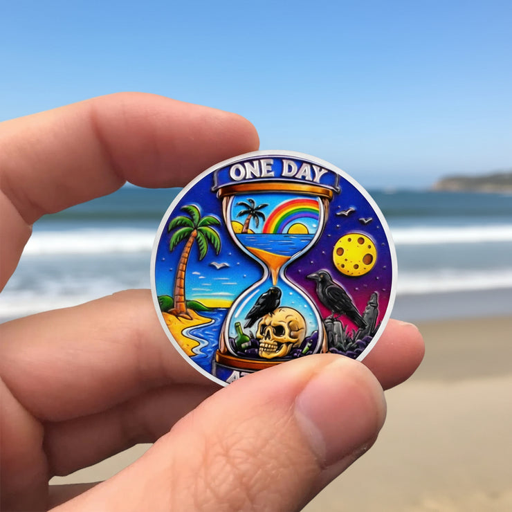 Sobriety Coin One Day at A Time Recovery Medallion with 12-Step Design