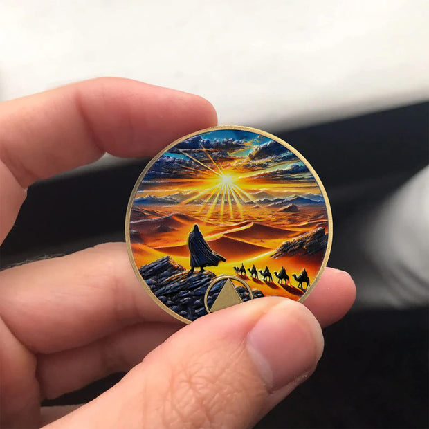 Personalized The Desert Dawn of Unbreakable Will Sobriety Coin