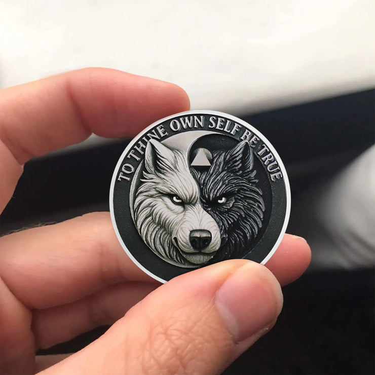 Personalized Balance Wolf Sobriety Coin