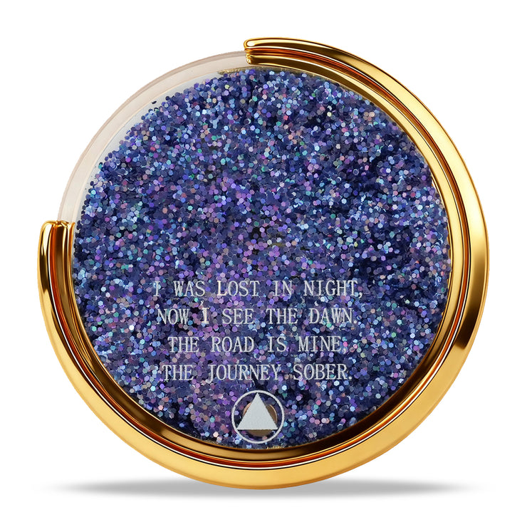 ✨✨Personalized Glittering Mesmerizing Mountain & Moon Flow Sand Sobriety Coin