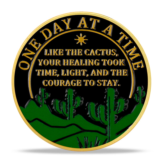 Cactus Flower Sobriety Coin
