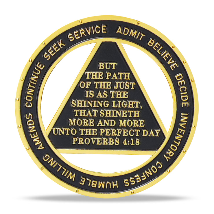 Personalized Hollowed-Out Iridescent Glass Rainbow Sobriety Coin