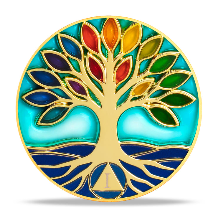 Personalized Glass The Tree of Life Sobriety Coin
