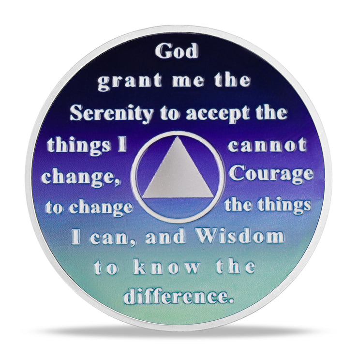 Personalized Metallic Aurora Wings Sobriety Coin