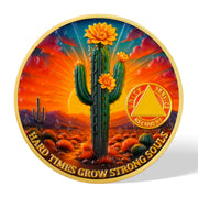 Cactus Flower Sobriety Coin