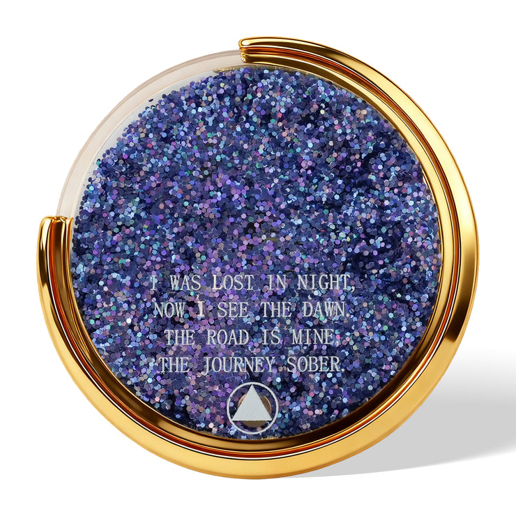 ✨✨Personalized Glittering Mesmerizing Mountain & Moon Flow Sand Sobriety Coin
