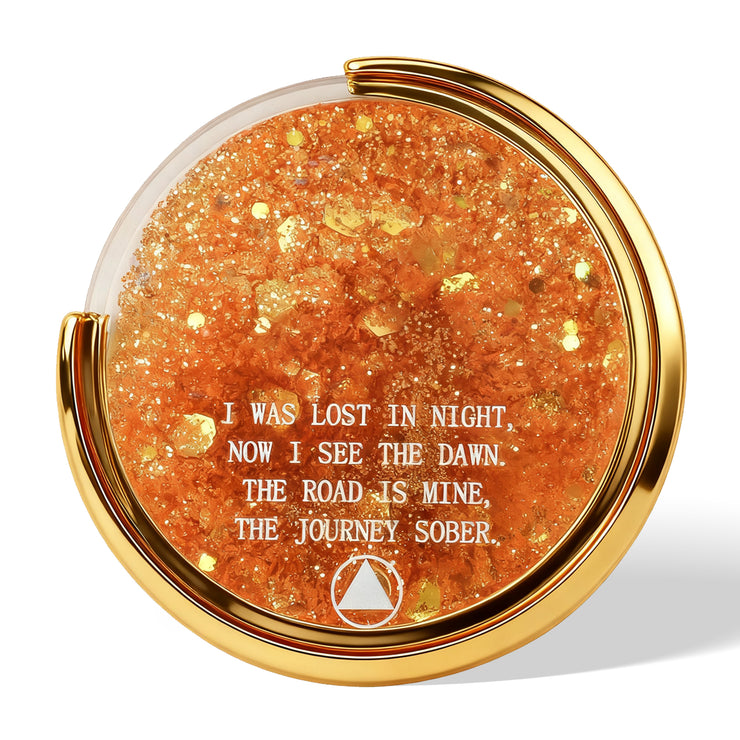 ✨✨Personalized Glittering Mesmerizing Mountain & Moon Flow Sand Sobriety Coin