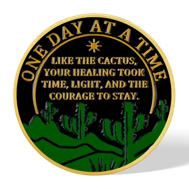 Cactus Flower Sobriety Coin