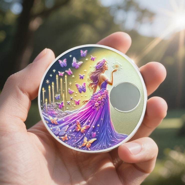 Purple Butterfly Fairy Sobriety Coin