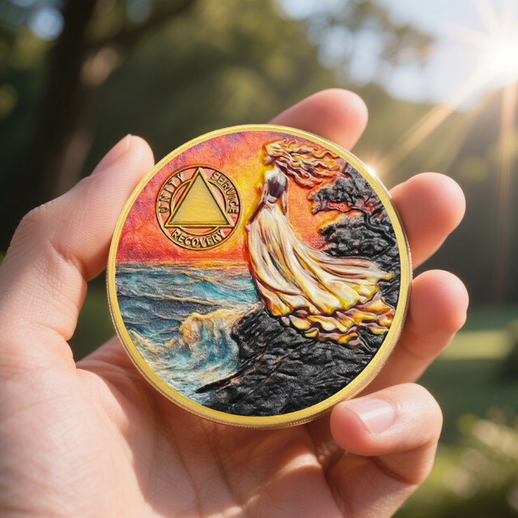 Personalized Powerful Woman Sobriety Coin