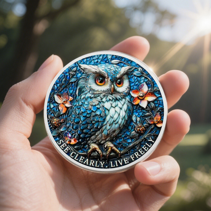 Owl & Triangular Symbol See Clearly Sobriety Coin