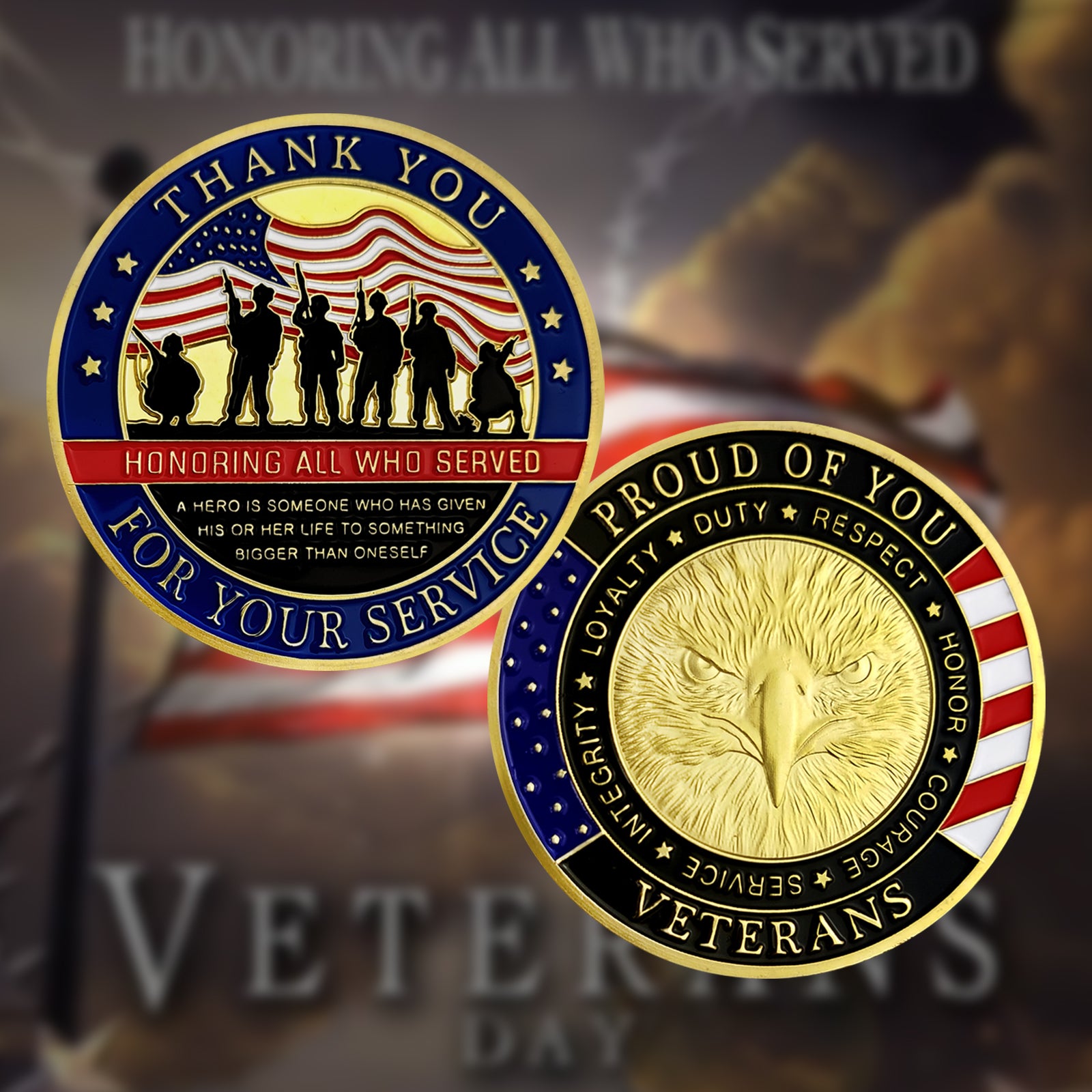 US Military Veterans Thank You for Your Service Army Appreciation Challenge Coin