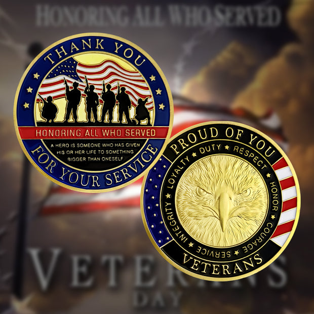 US Military Veterans Thank You for Your Service Army Appreciation Challenge Coin