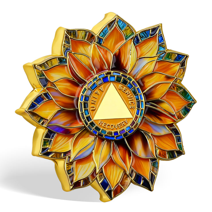 Personalized Sunflower Sobriety Coin