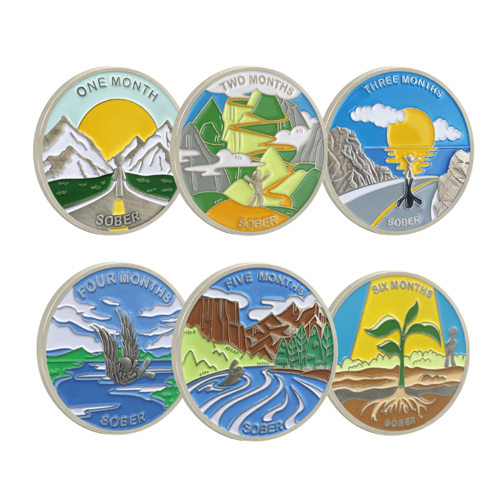 1 Month 1 Year Mountains and Highways Commemorative Gift Sobriety Coin