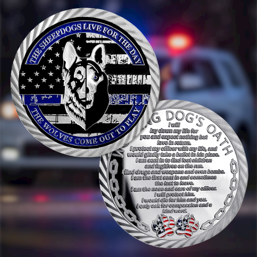 US Working Dog’s Oath The Thin Blue Line Police Challenge Coin