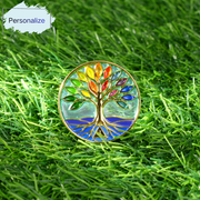 Personalized See-through Glass Rainbow Tree of Life Sobriety Coin