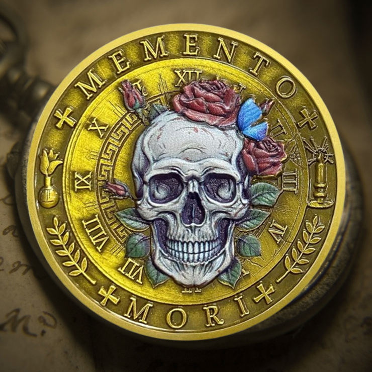 Memento Mori Vivere Stoic Reminder Token for Daily Stoic 3D Skull Challenge Coin