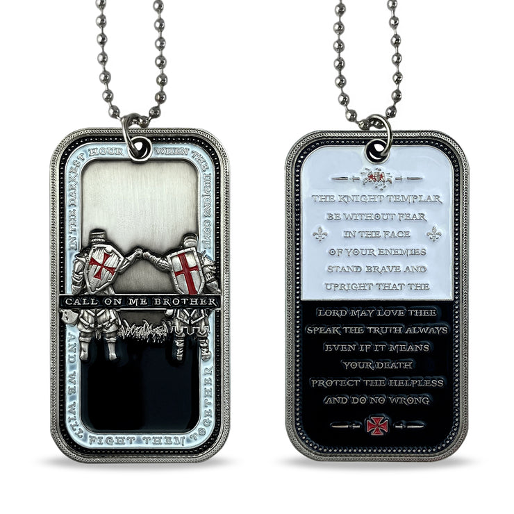 Knights Templar Call On Me Brother Dog Tag Pendant Military Necklace