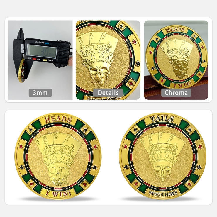 Win or Lose Poker Skull Challenge Coin