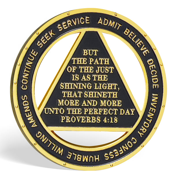 Personalized Hollowed-Out Iridescent Glass Rainbow Sobriety Coin