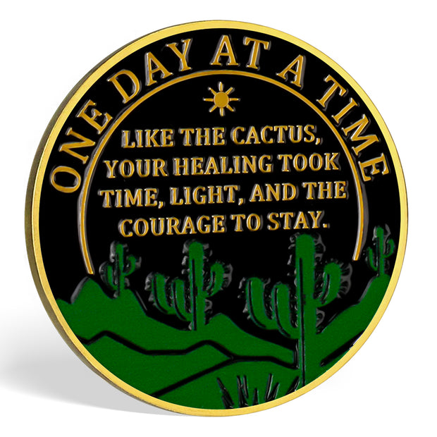 Cactus Flower Sobriety Coin