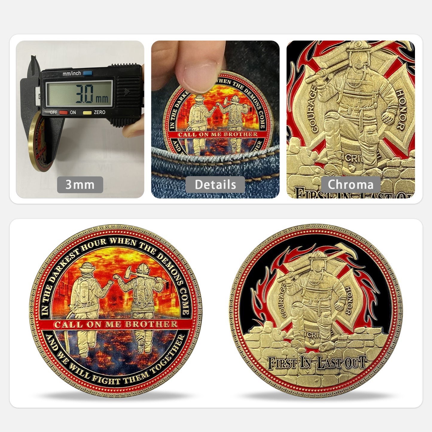 Fire Department Firefighter Brother Challenge Coin Thank You Appreciation Coin