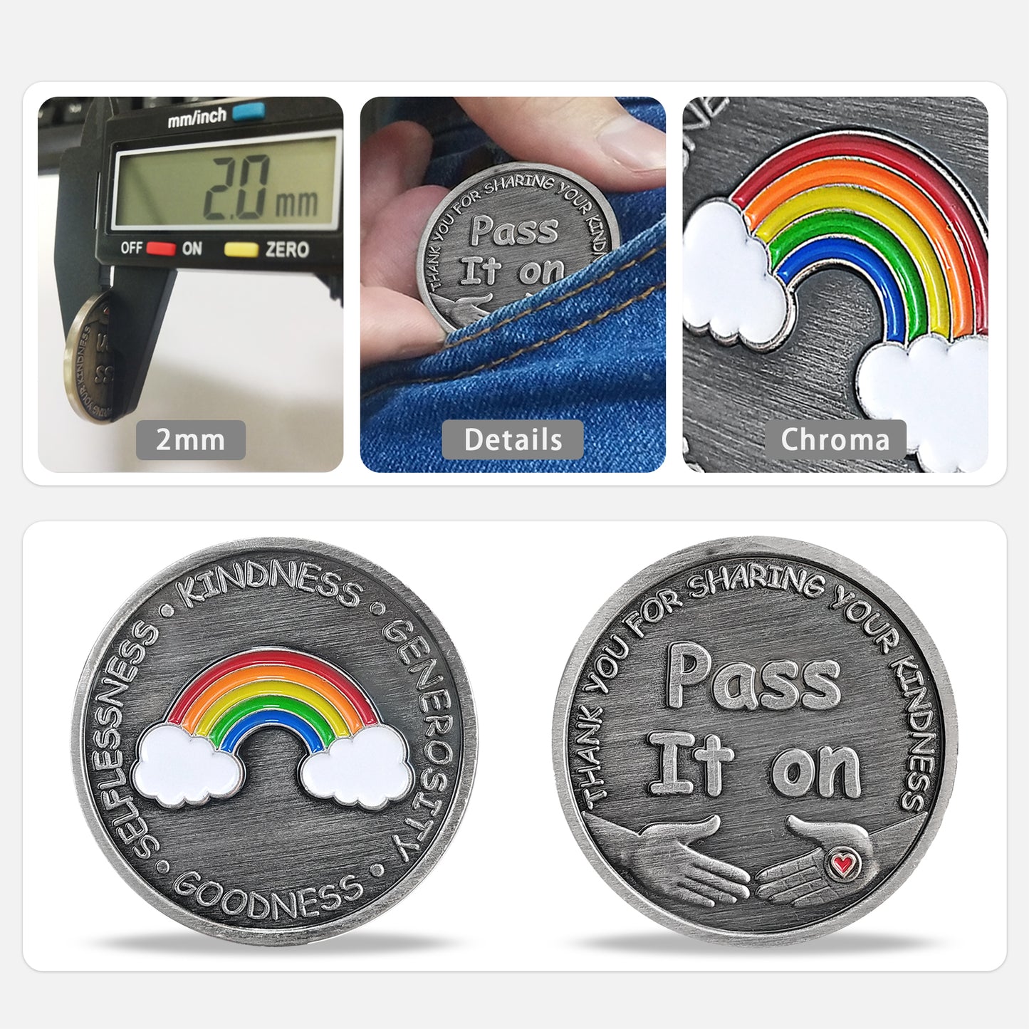 5 Pcs Bundle Rainbow Kindness Token Appreciation Coin Gift Set