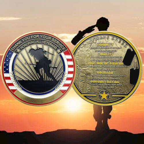 Military Challenge Coin Veteran Glory Creed Thank You Gift-AtSKnSK