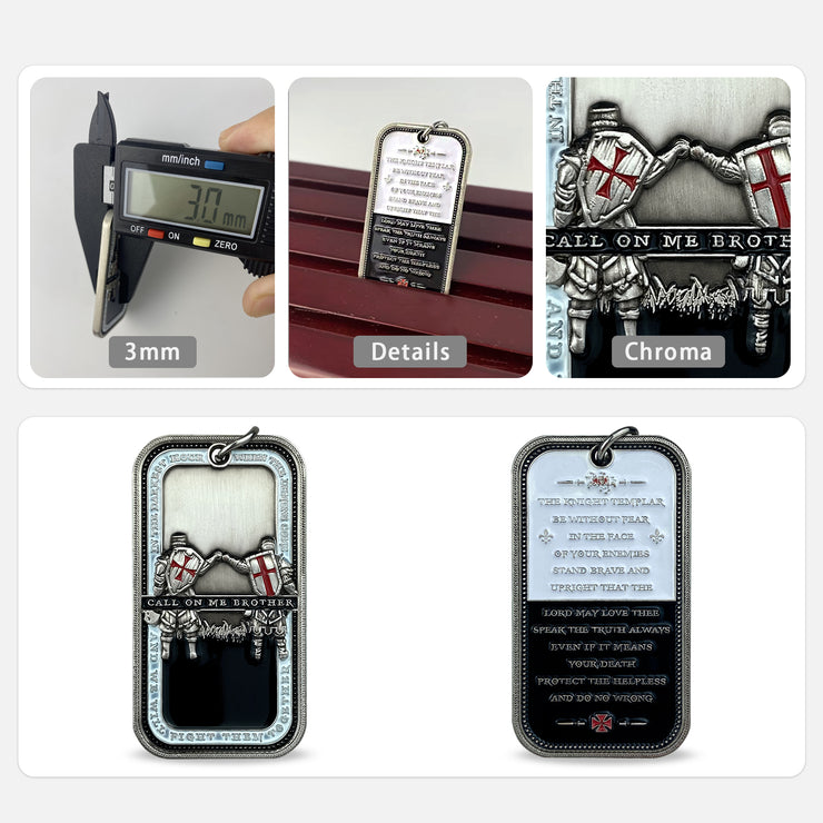 Knights Templar Call On Me Brother Dog Tag Pendant Military Necklace