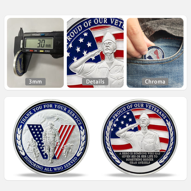 Salute to Veterans Challenge Coin Sliver Military Coin