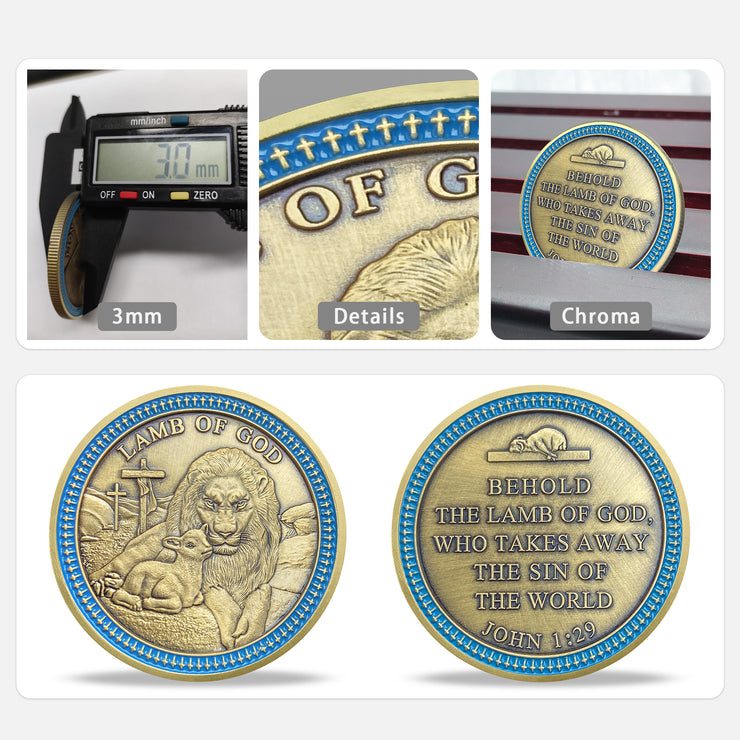 Lamb Of God Lion And Lamb Challenge Coin Religious Gift Coin