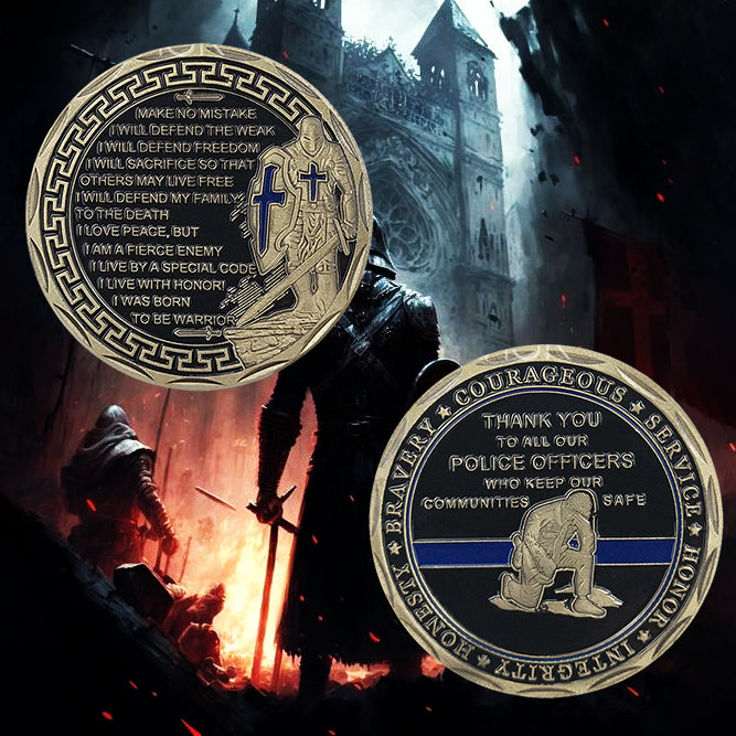 Law Enforcement Prayer Challenge Coin Bronze Crusader Warrior Police Collectible