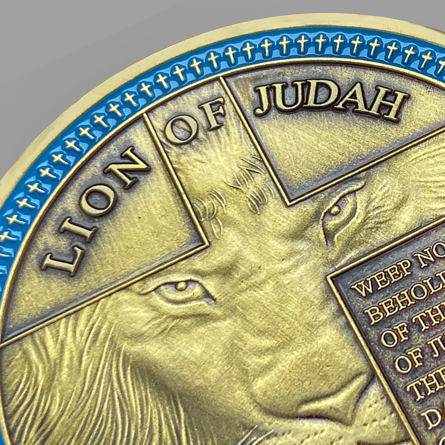 Lion of Judah Crosses Challenge Coin Christian Gift Coin