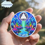 Personalized Colorful Crystal River Sobriety Coin