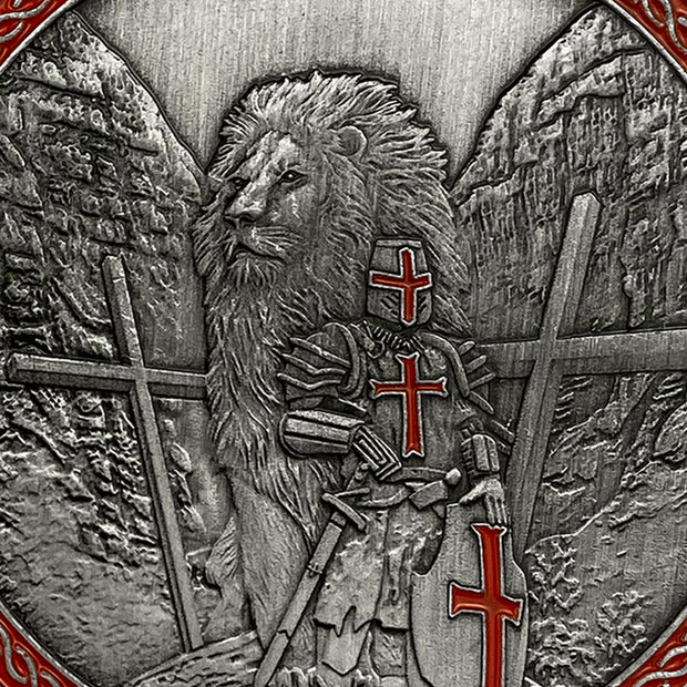 Knights Templar With Lion Cross Challenge Coin